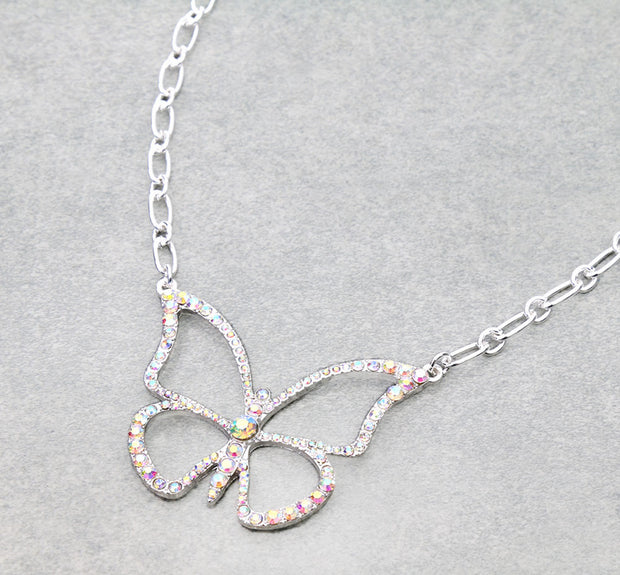 Butterfly Shape Paved Frame Necklace