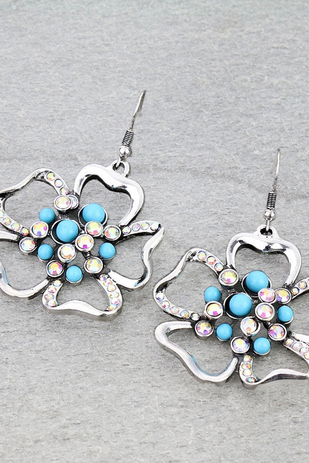 Western Stone Flower Dangle Earrings