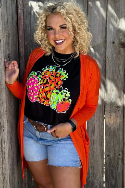 Neon Pumpkins Tee- BLACK (SHIPS 8/15)