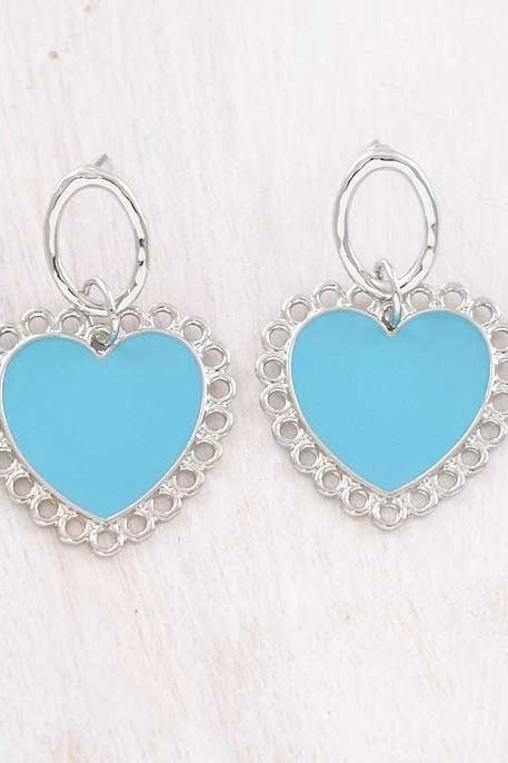 Turquoise Heart Dangle Earrings