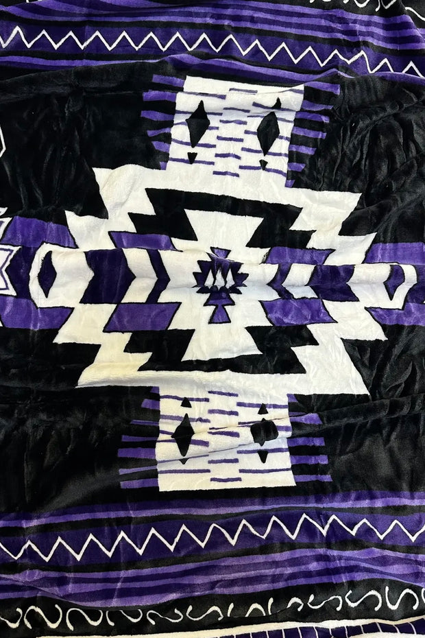 Black and Purple Aztec King size Blanket