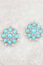 Turquoise Color Flower Earrings