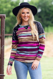 Fall Striped Sequin Top