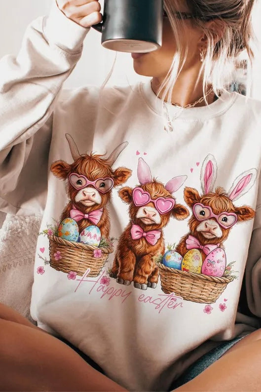 Happy Easter Highland Cow Top (Multiple Options)