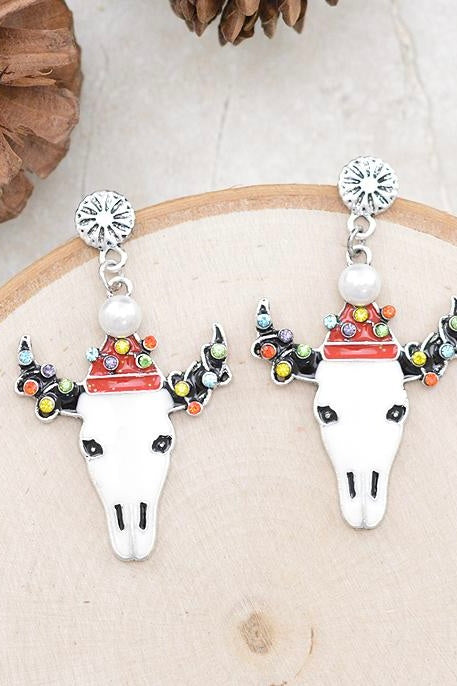 Christmas Steer Head Earrings