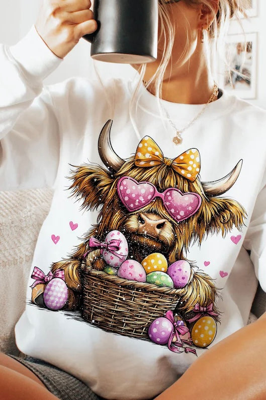 Cow Cute Easter Highlander Top