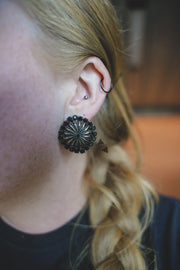 Concho Stud Earrings- Black Lightning