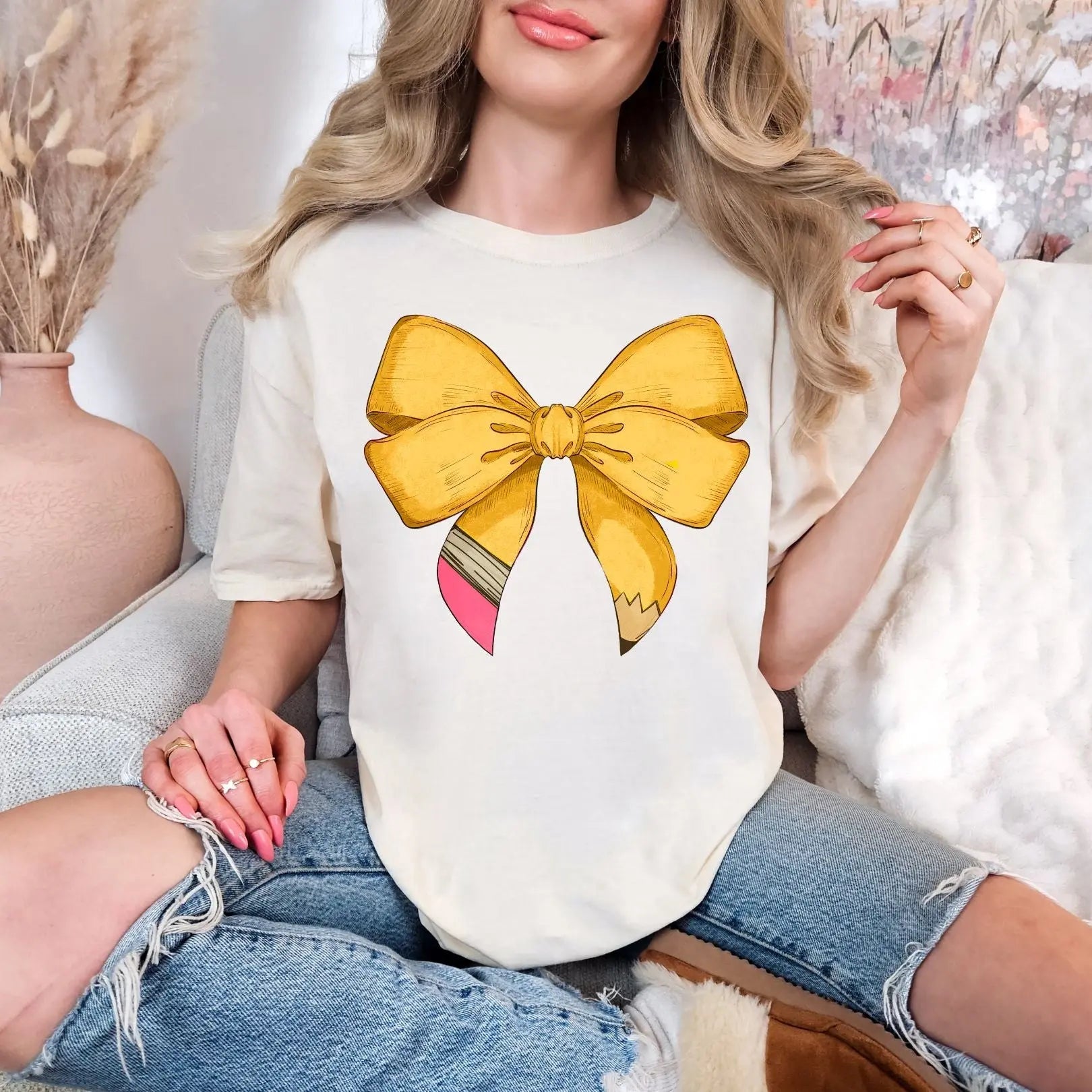 PREORDER: ADULT Pencil Bow Graphic Tee Ave Shops