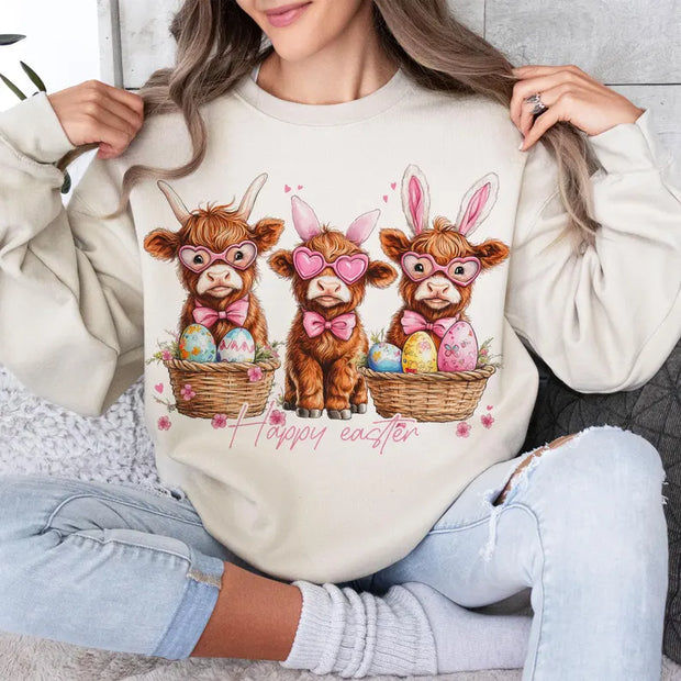 Happy Easter Highland Cow Top (Multiple Options)