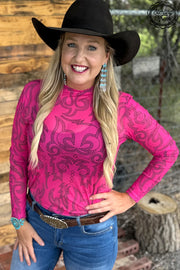 Cowgirls Like Us Pink Mesh Top