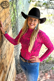 Cowgirls Like Us Pink Mesh Top