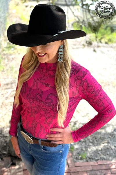 Cowgirls Like Us Pink Mesh Top
