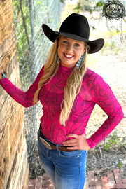 Cowgirls Like Us Pink Mesh Top