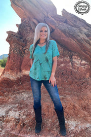 Turquoise Herd V-Neck Top