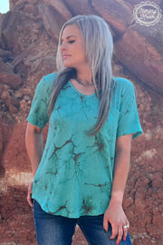 Turquoise Herd V-Neck Top