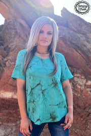 Turquoise Herd V-Neck Top