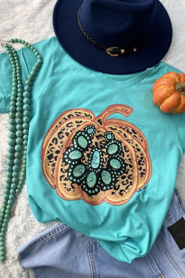 Turquoise Leopard Pumpkin Tee