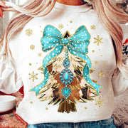 Coquette Turquoise Christmas Tree Sweatshirt