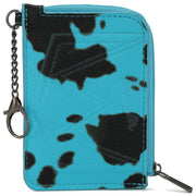 Wrangler Turquoise Cow Print Print Mini Zip Card Case