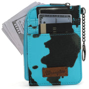 Wrangler Turquoise Cow Print Print Mini Zip Card Case