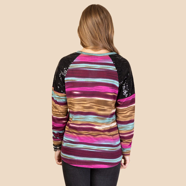 Fall Striped Sequin Top