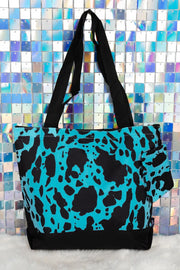 Turquoise Milkin' It with Black Trim Tote