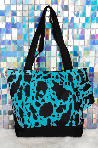 Turquoise Milkin' It with Black Trim Tote