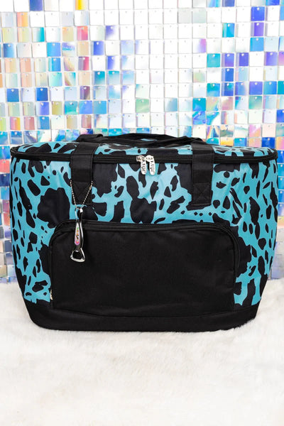 Turquoise Milkin' It and Black Cooler Tote with Lid