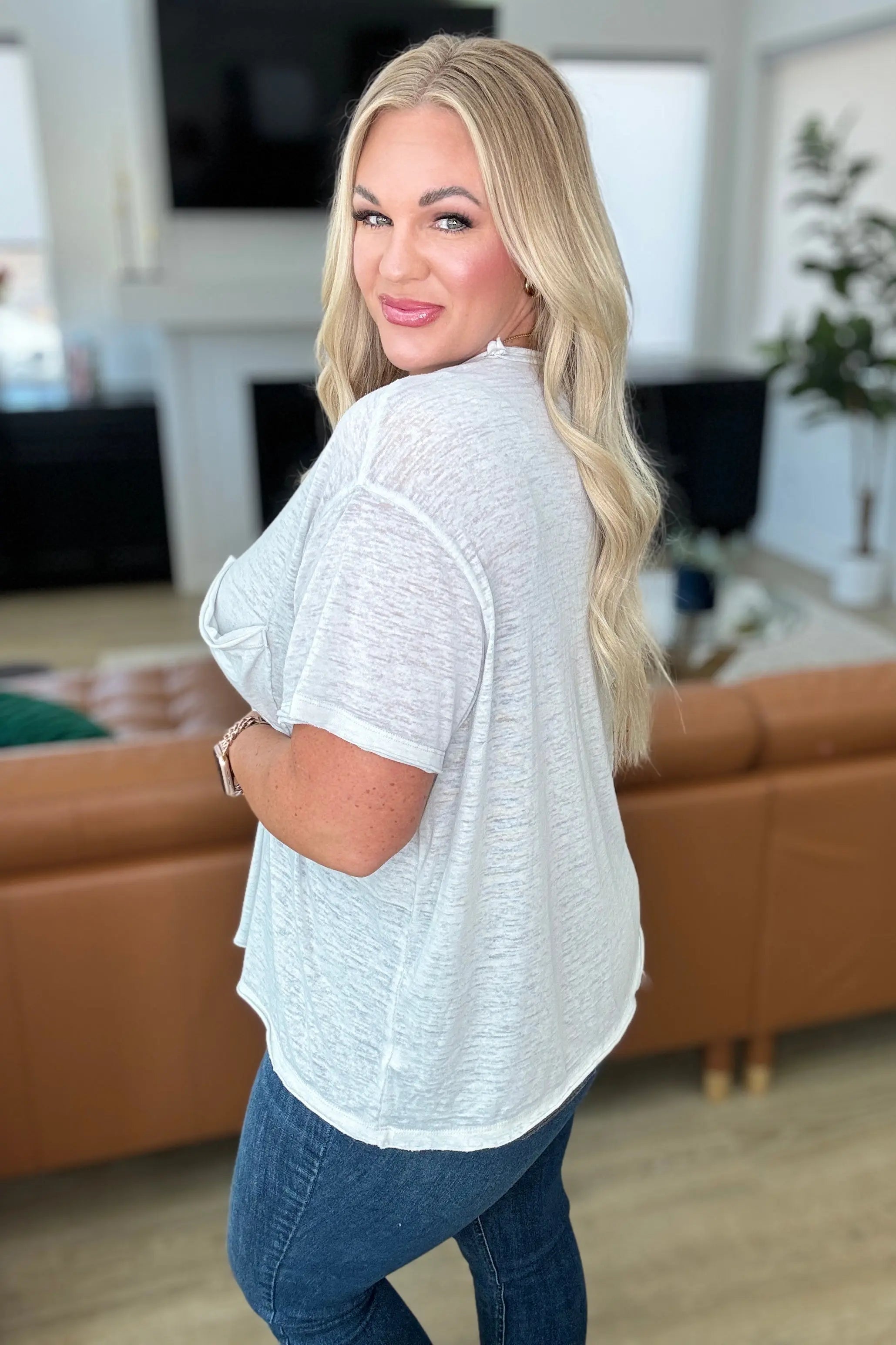 Close to Myself Patch Pocket Tee in Cement Ave Shops