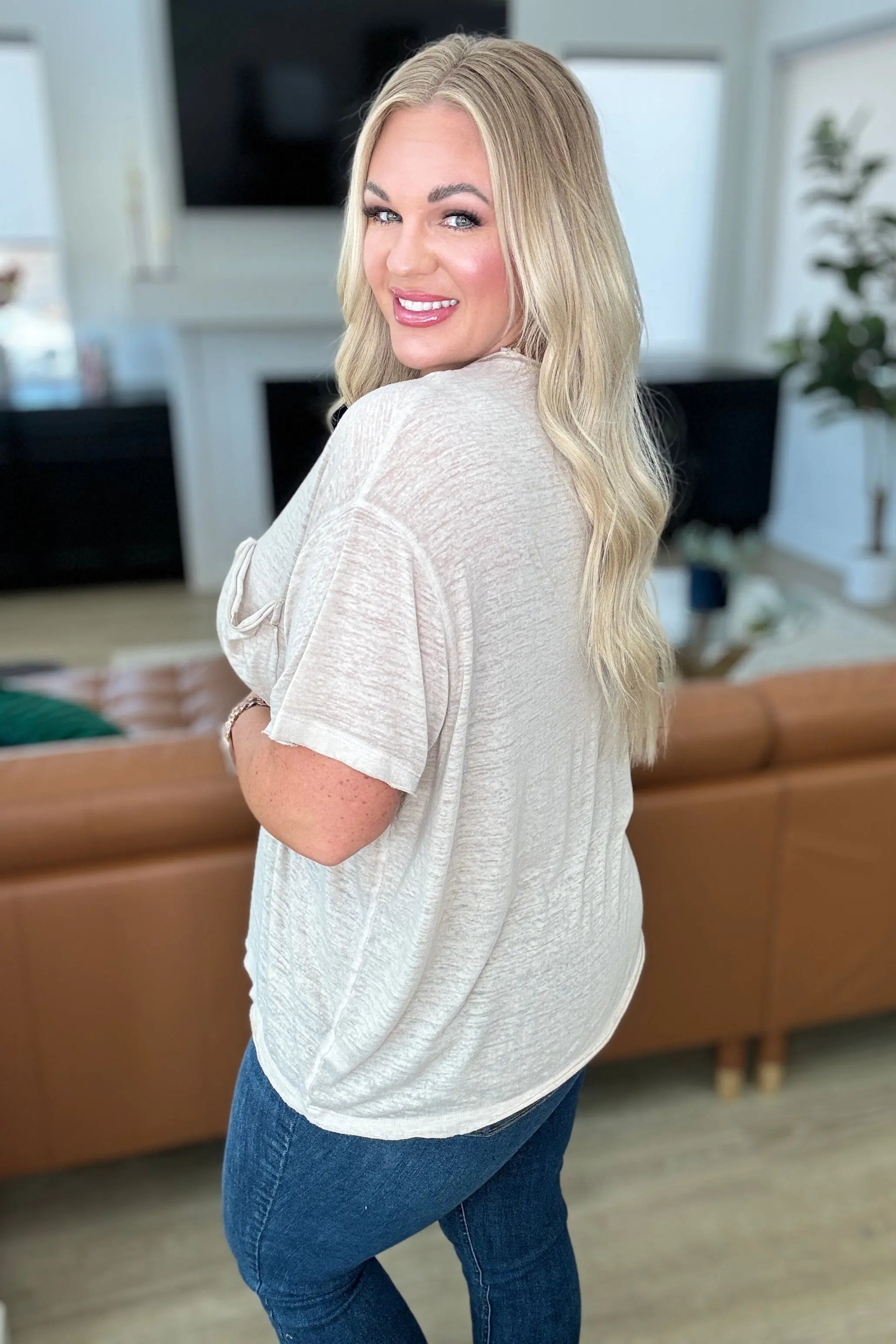 Close to Myself Patch Pocket Tee in Light Mocha Ave Shops