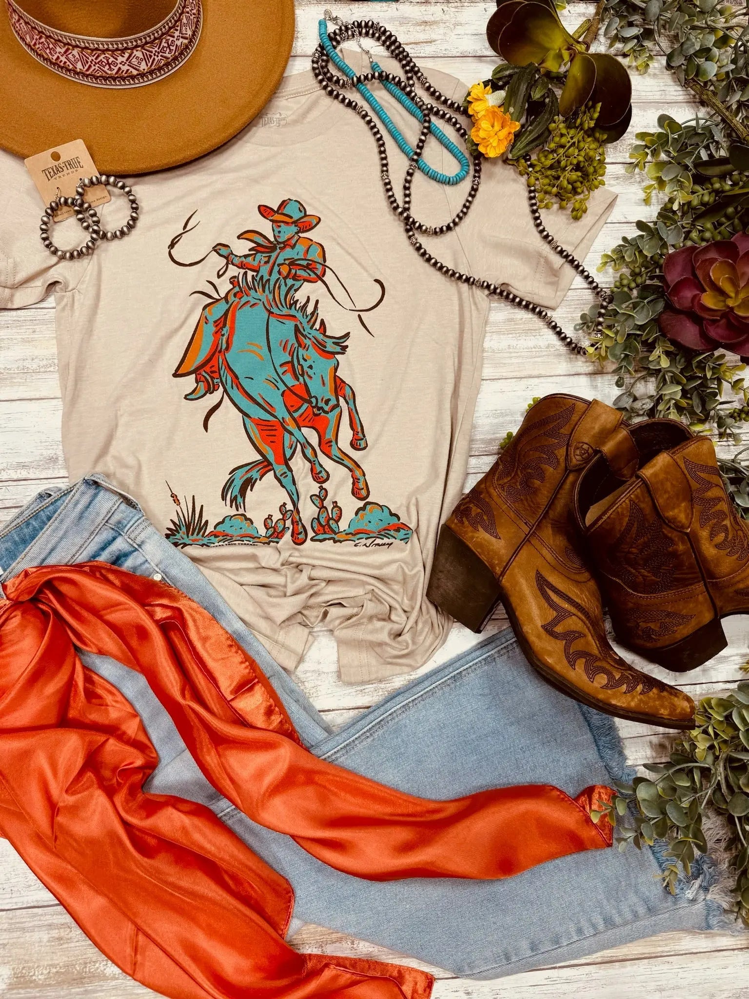 Sunset Cowboy Tee Texas True Threads