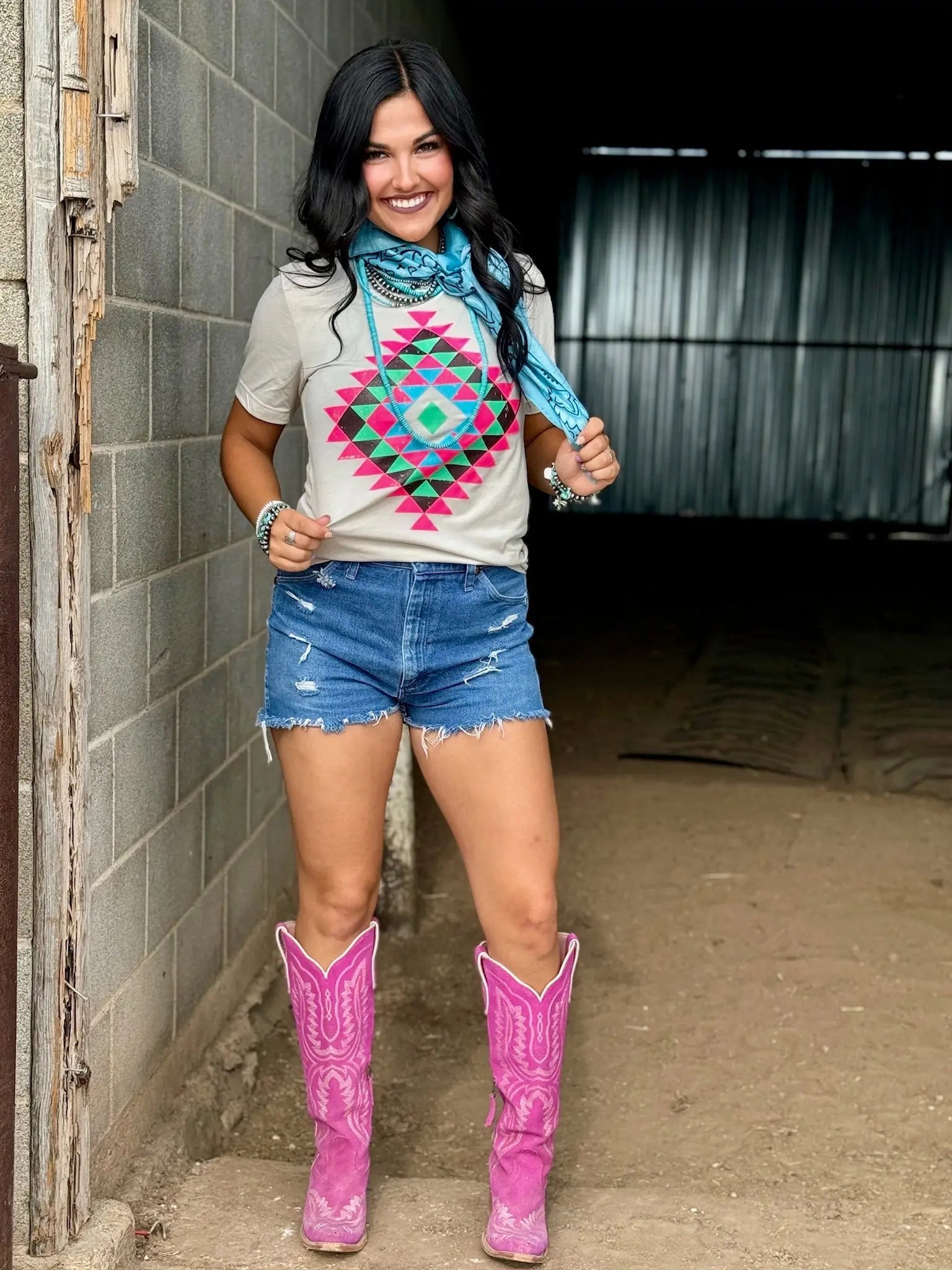 Ryanne's Neon Aztec Tee Texas True Threads