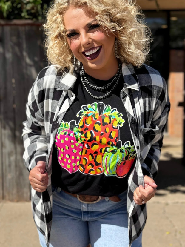 Neon Pumpkins Tee- BLACK (SHIPS 8/15)