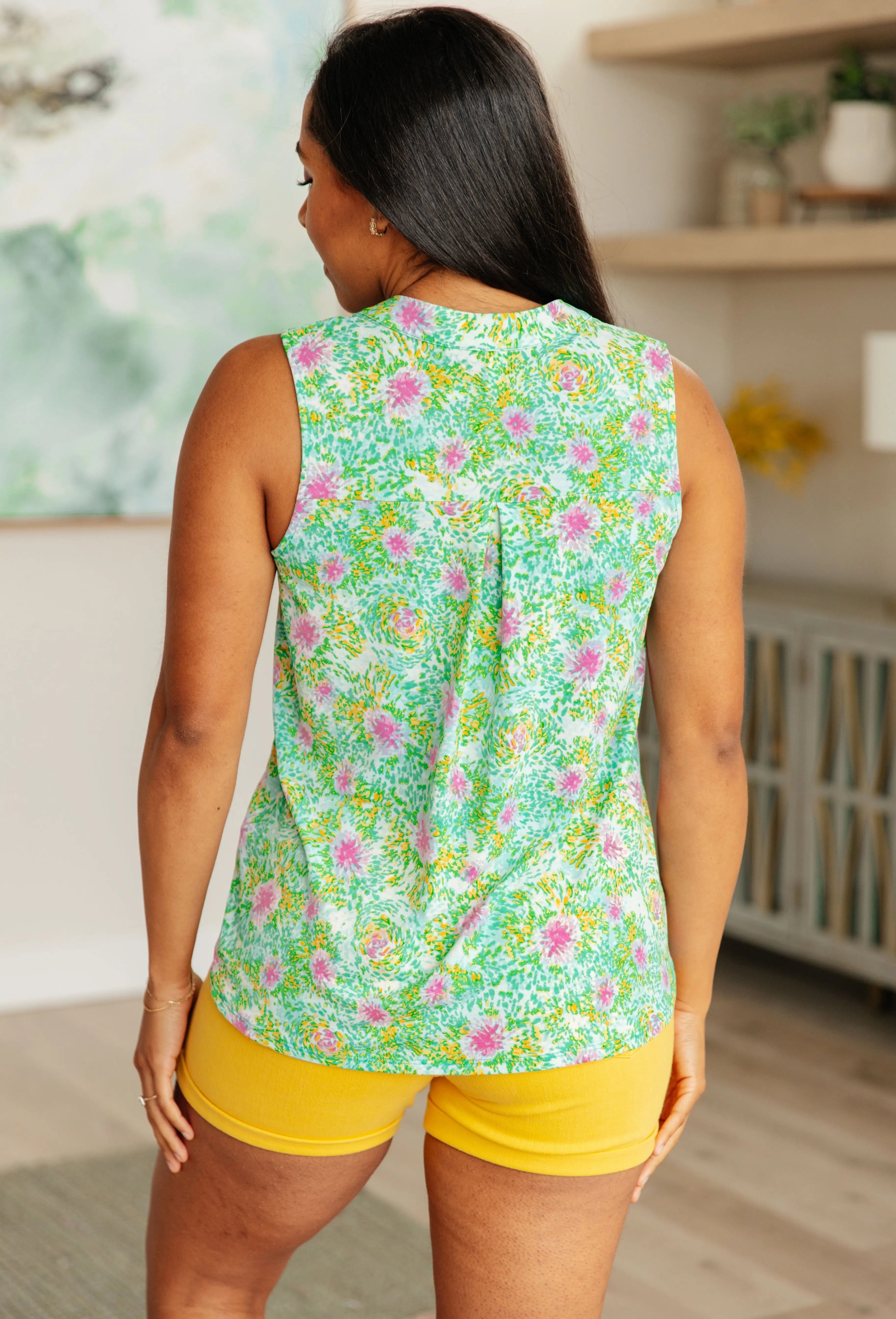 Lizzy Tank Top in Mint Multi Fireworks Ave Shops