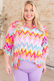 Lizzy Top in Orange Multi Chevron