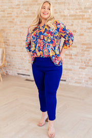 Lizzy Top in Royal and Orange Paisley