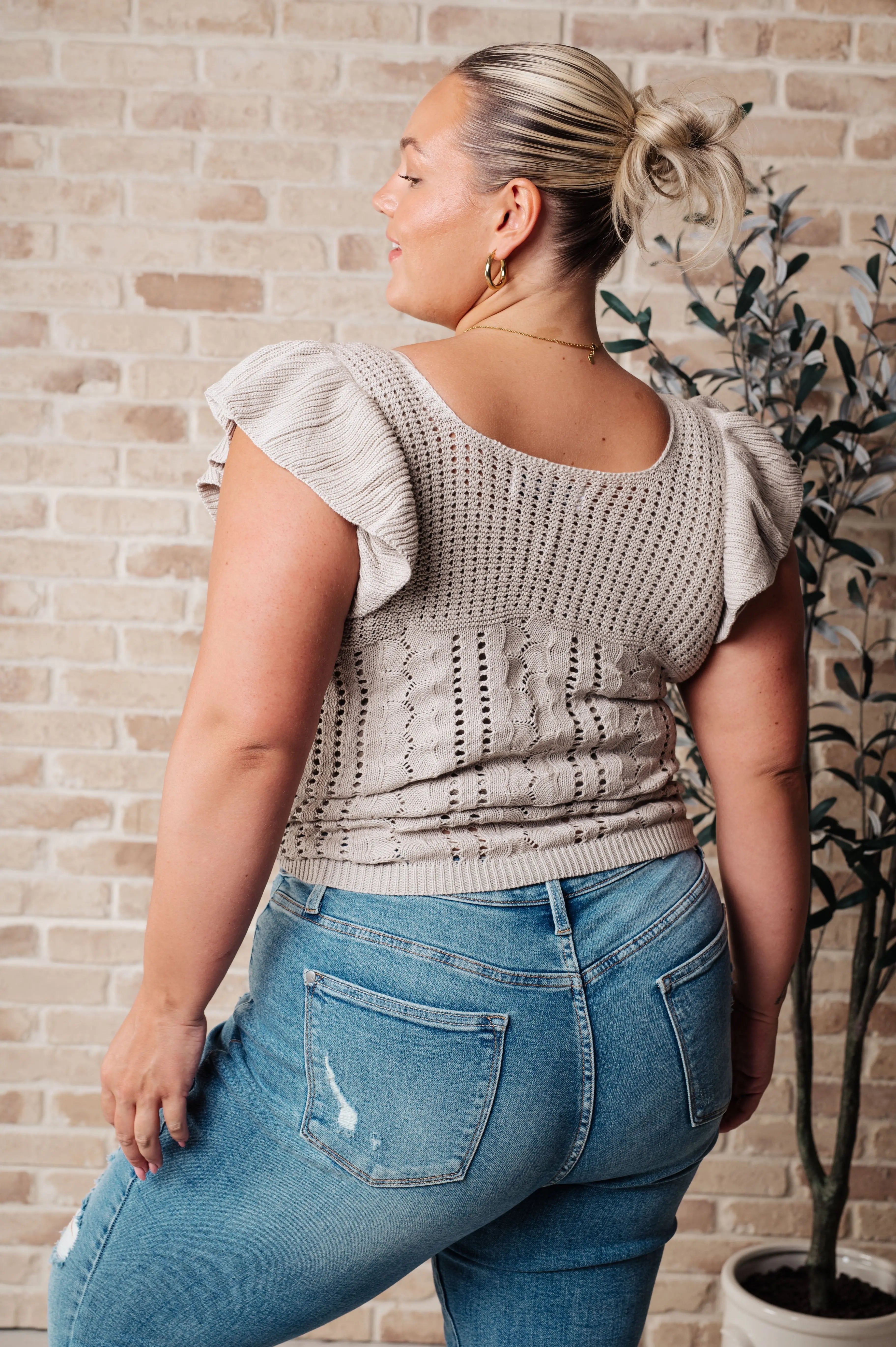 No One Knows Pointelle Knit Top Ave Shops