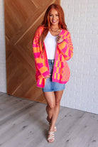 Noticed in Neon Checkered Cardigan in Pink and Orange Ave Shops