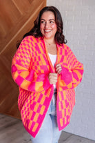 Noticed in Neon Checkered Cardigan in Pink and Orange Ave Shops