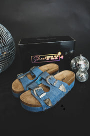 Platinum Buckles Sandal- Denim