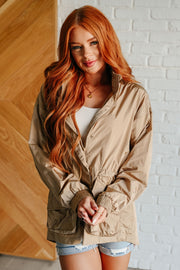 Rain, Rain Go Away Parachute Jacket in Camel