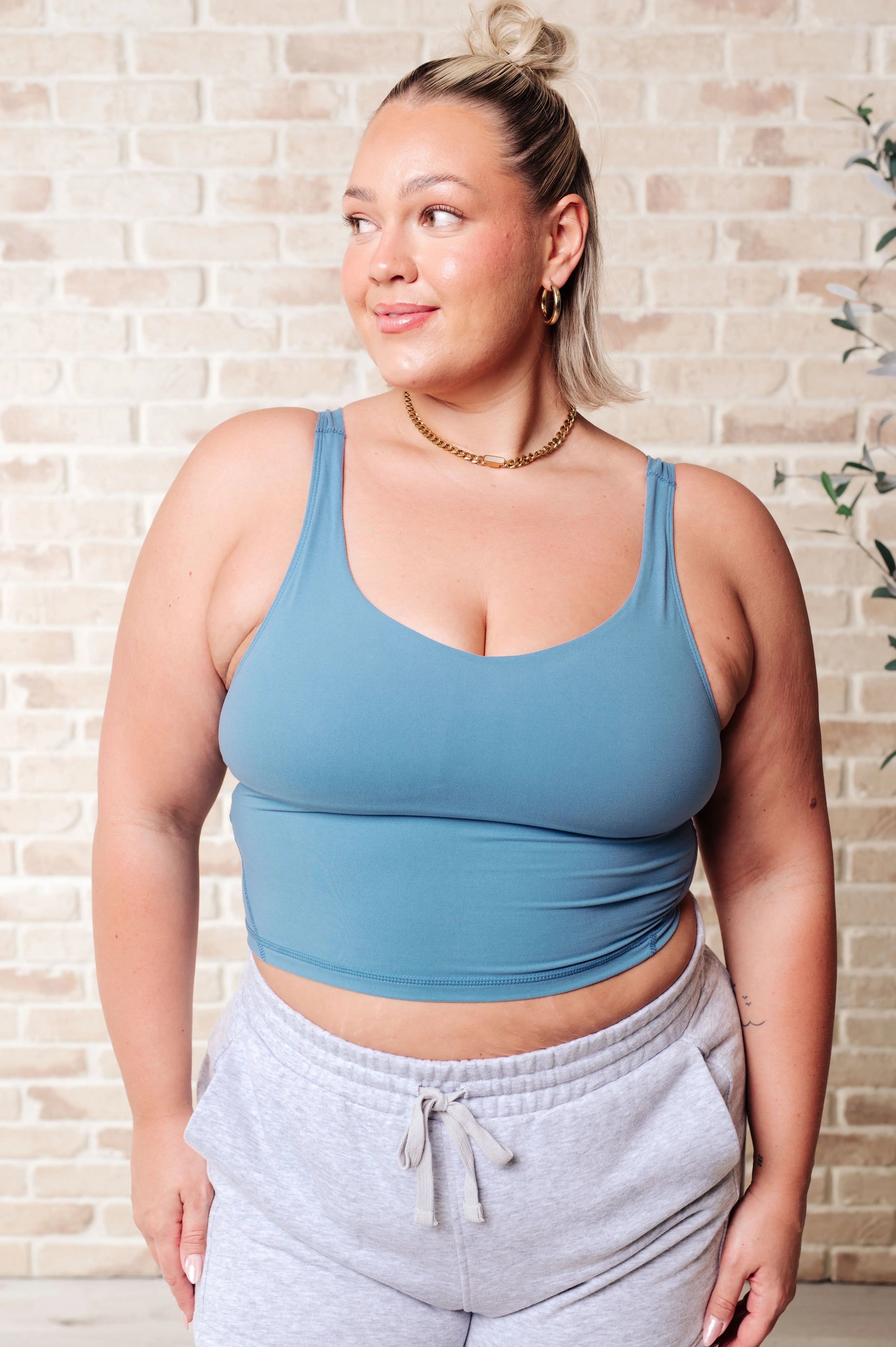 Rhythm and Rhyme Tank in Dusty Blue Ave Shops