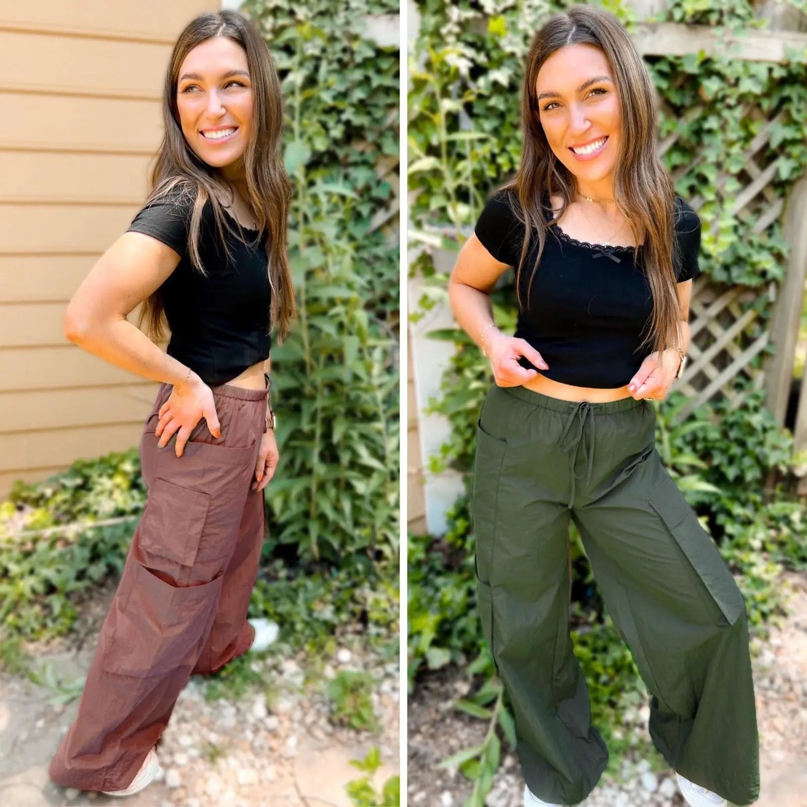 PREORDER: Archer Asymmetrical Pocket Wide Leg Cargo Pants in Two Colors Ave Shops