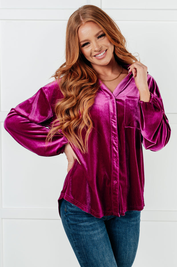 The Best Policy Velvet Balloon Sleeve Top