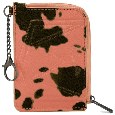 Wrangler Cow Print Print Mini Zip Card Case - Pink
