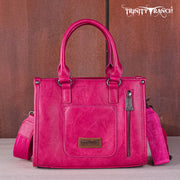 Trinity Ranch Floral Tooled Concealed Carry Tote/Crossbody- NEON PINK