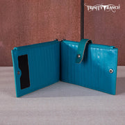 Trinity Ranch Floral Tooled Bi-Fold Wallet/Card Organizer- TURQUOISE
