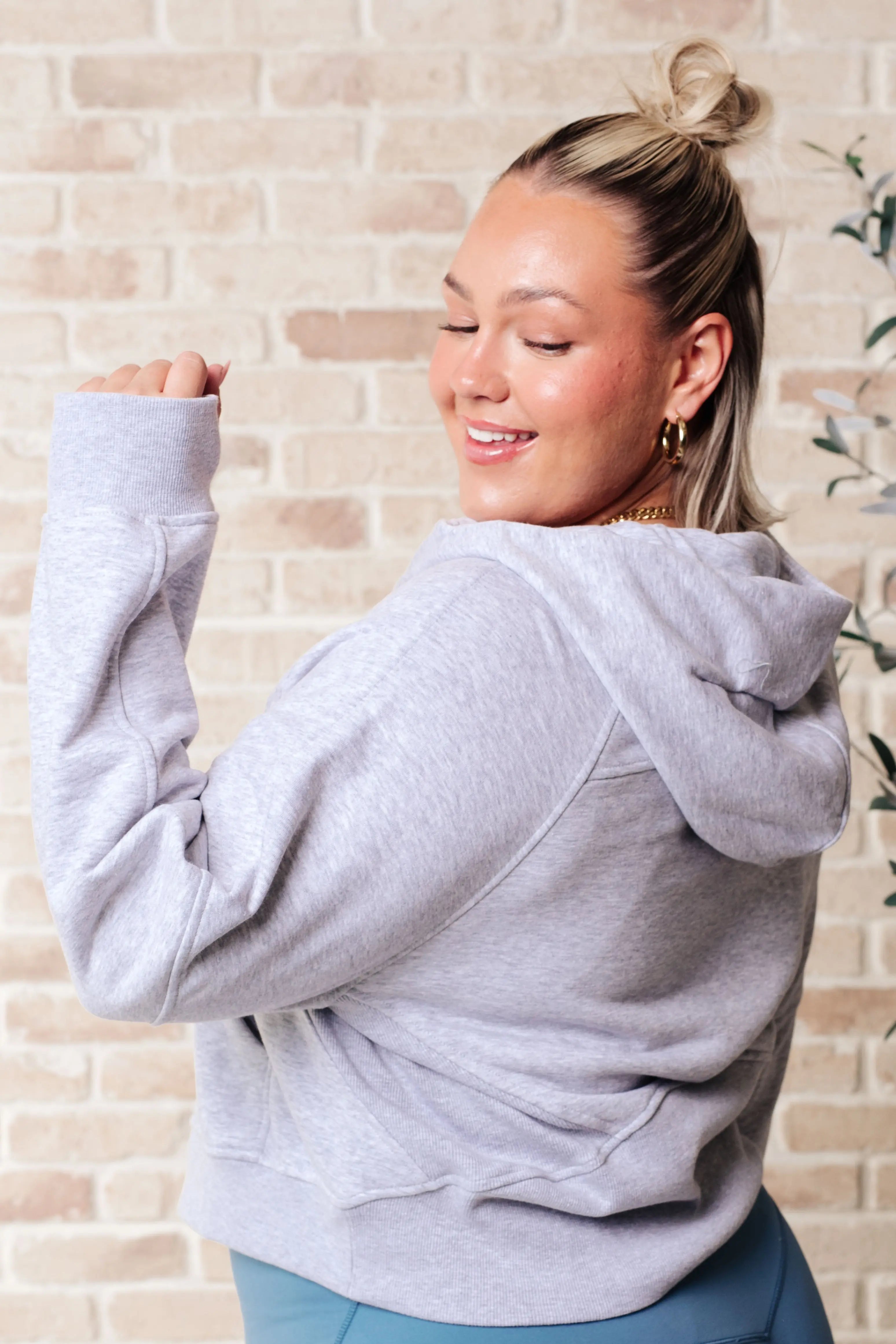 Working Up A Sweat Hooded Pullover in Grey Ave Shops