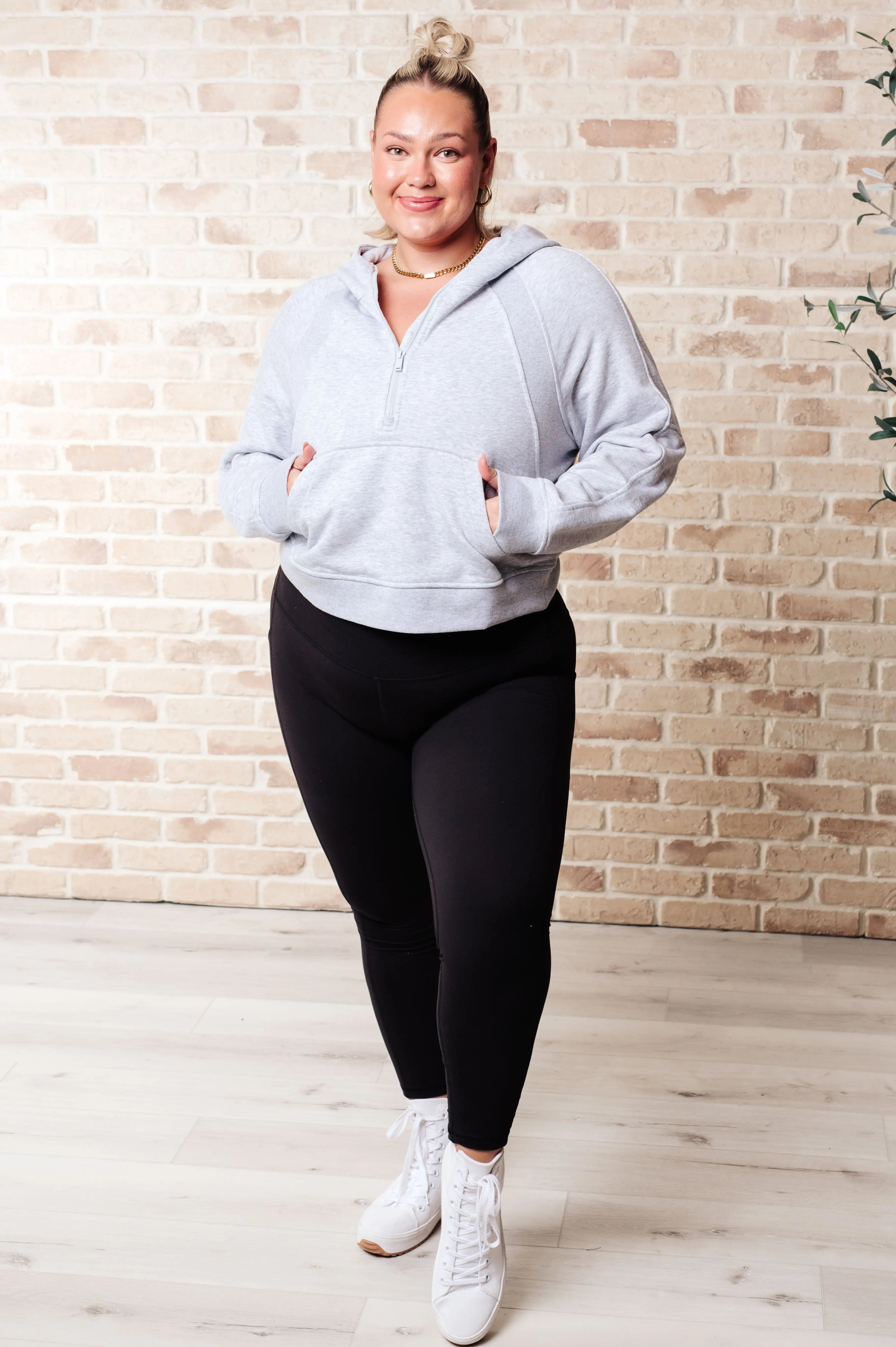 Working Up A Sweat Hooded Pullover in Grey Ave Shops