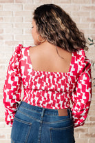 Zola Zip Up Abstract Print Crop Top in Magenta Ave Shops